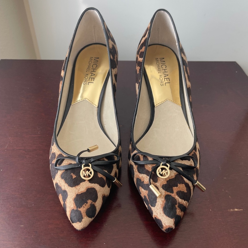 NWOT Michael Kors Leopard Print Calf Hair Heels
